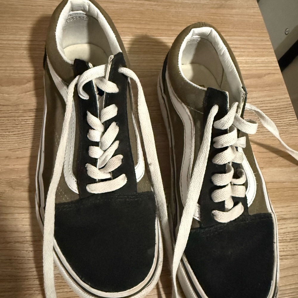 Vans Kids Black Olive Green and White Old Skool Sneakers